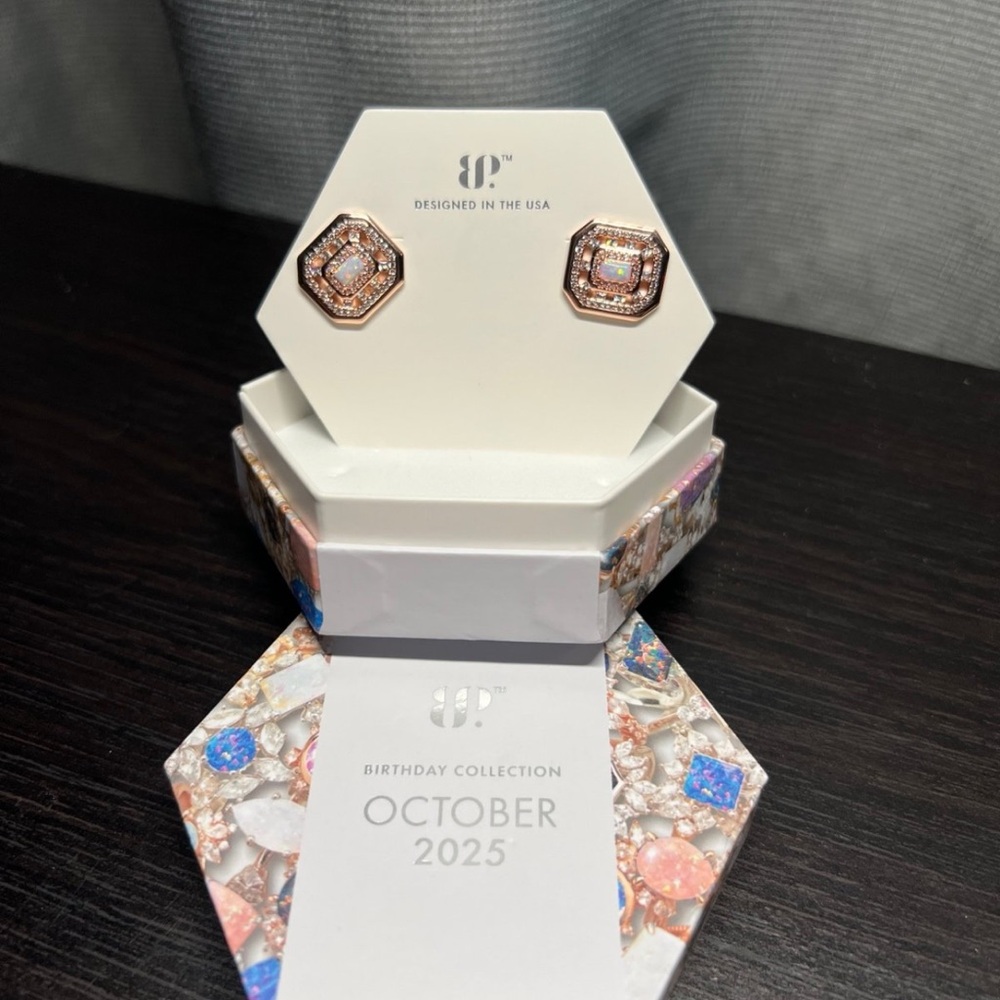 BP Rose Gold Hexagon Earrings